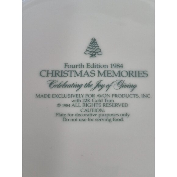 Christmas Memories 1984 Plate & Figurine Set - Fourth Edition By Avon Products - - Picture 8 of 10